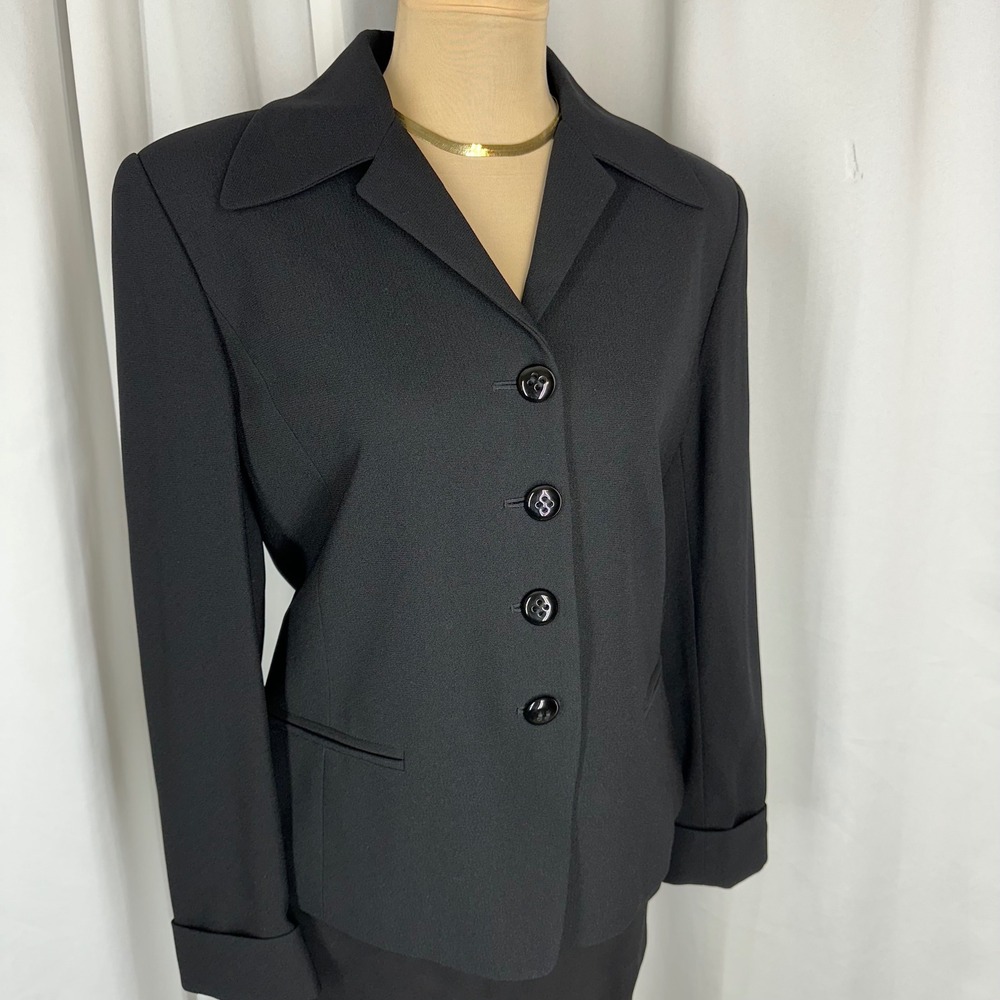 Vintage Linda Allard Ellen Tracy Black Blazer Jacket Petite 8 Career